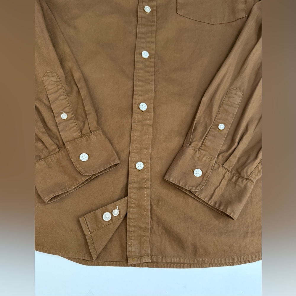 BUCK MASON Shirt Mens L Skyline Poplin Button Down Chest Pocket Brown Cotton - Picture 12 of 14